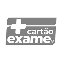 logo da cartão exame, em tons de cinza, com uma cruz e o nome, em branco