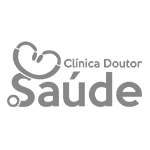 logo da clínica doutor saúde, com o S de saúde sendo formado por um estetoscópio